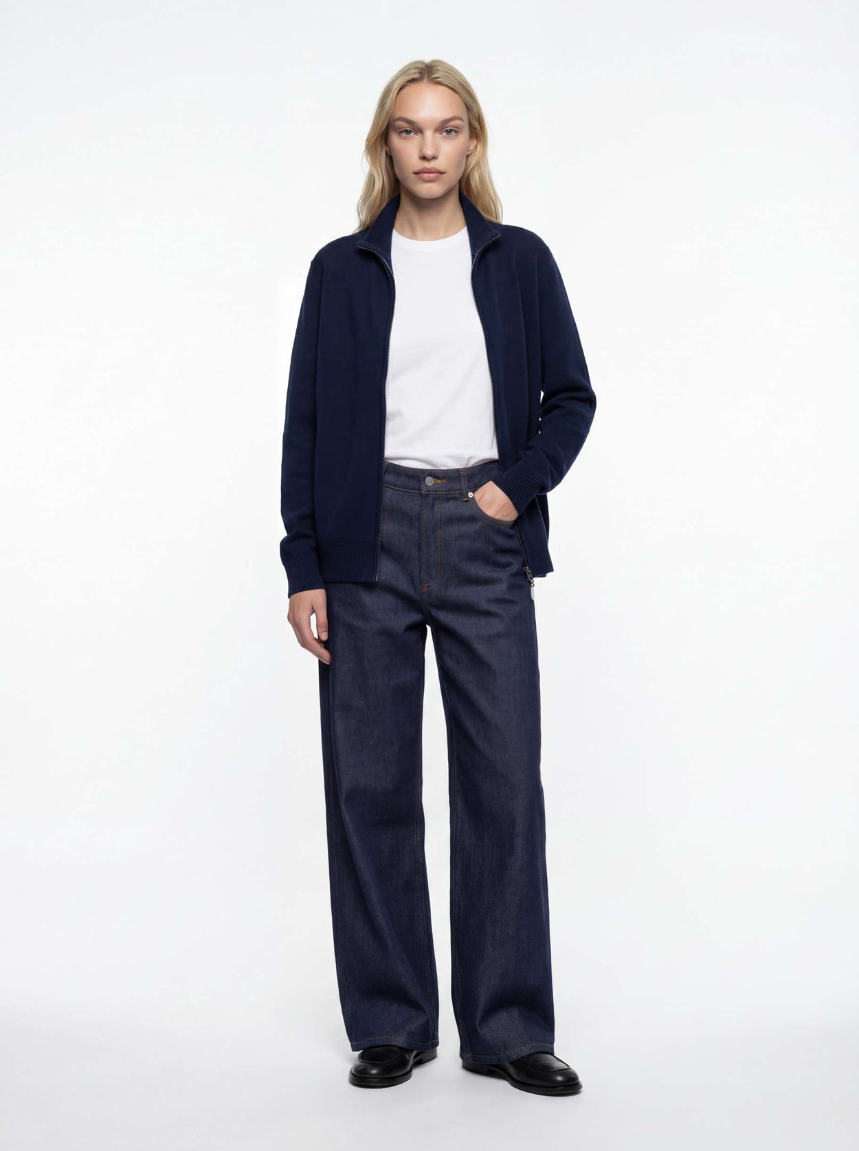 The Everyday Zip Through Jumper Pacific Blue Female Image