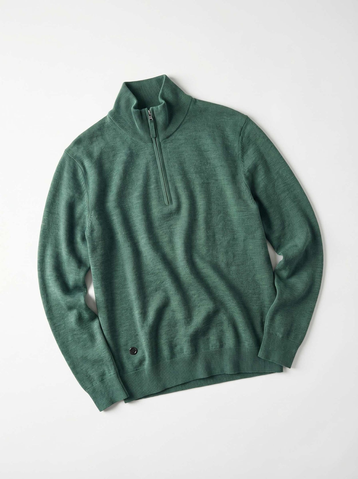 Knitted Quarter Zip Emerald Green