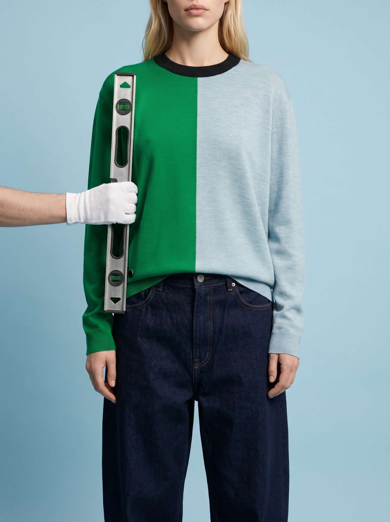The Colourblock Crewneck Jumper Bottle Green Female Image
