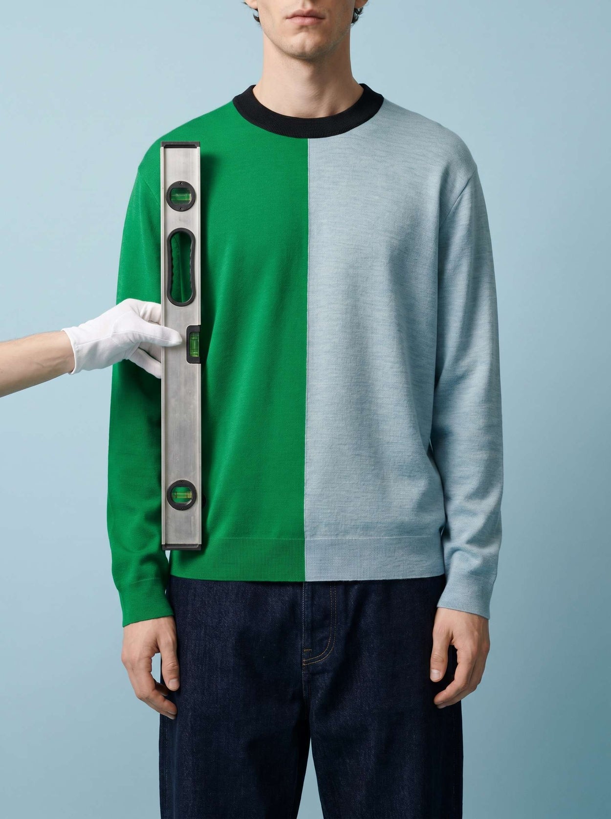 The Colourblock Crewneck Jumper Bottle Green Male Image