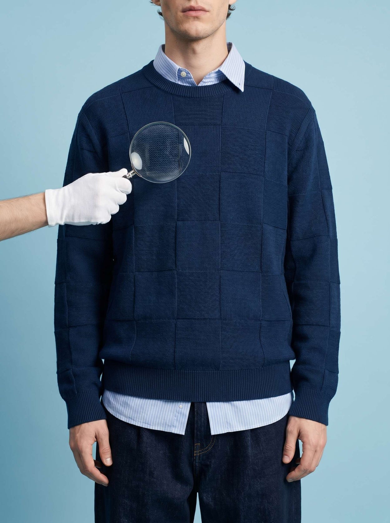 The Textured Crewneck Jumper Tasman Blue Male Image