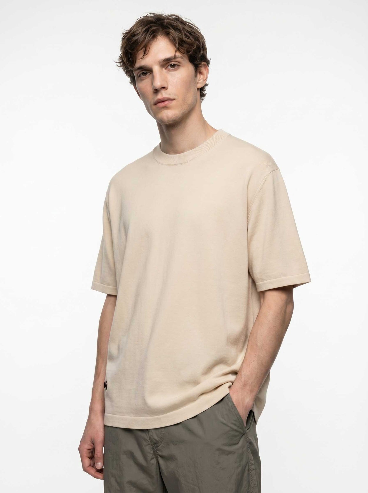 The Fine Knit T-Shirt Raw White Male Image