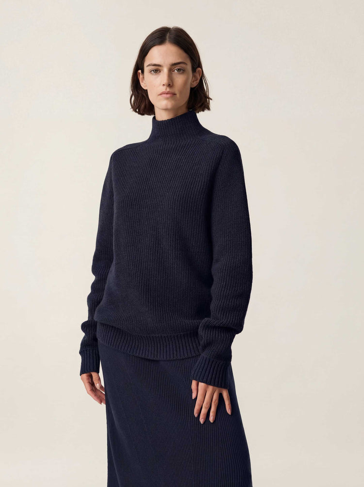 The Soft-Knit High Neck Pacific Blue Image