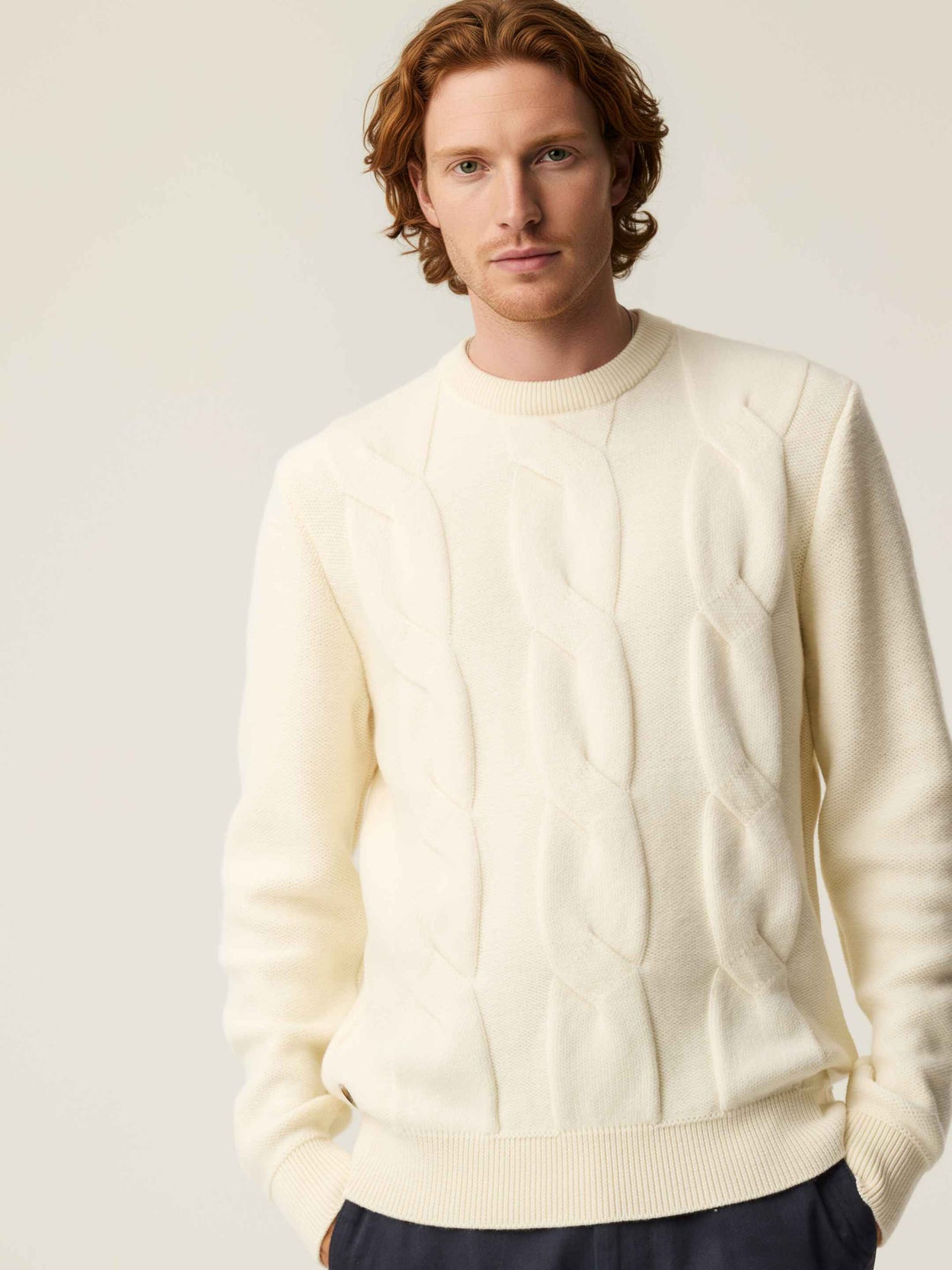 The Cable Knit Raw White Male Image
