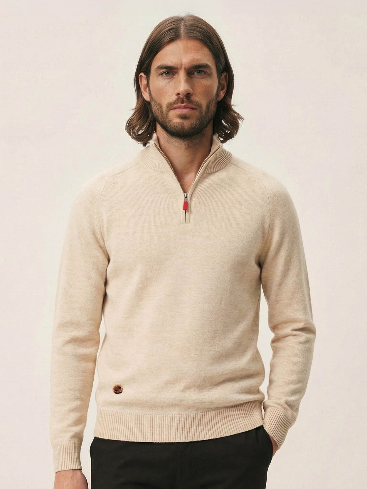 The Half Zip Almond White Male Image