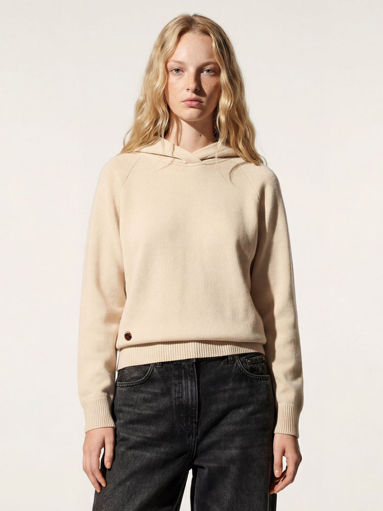 The Knitted Hoodie Almond White Image