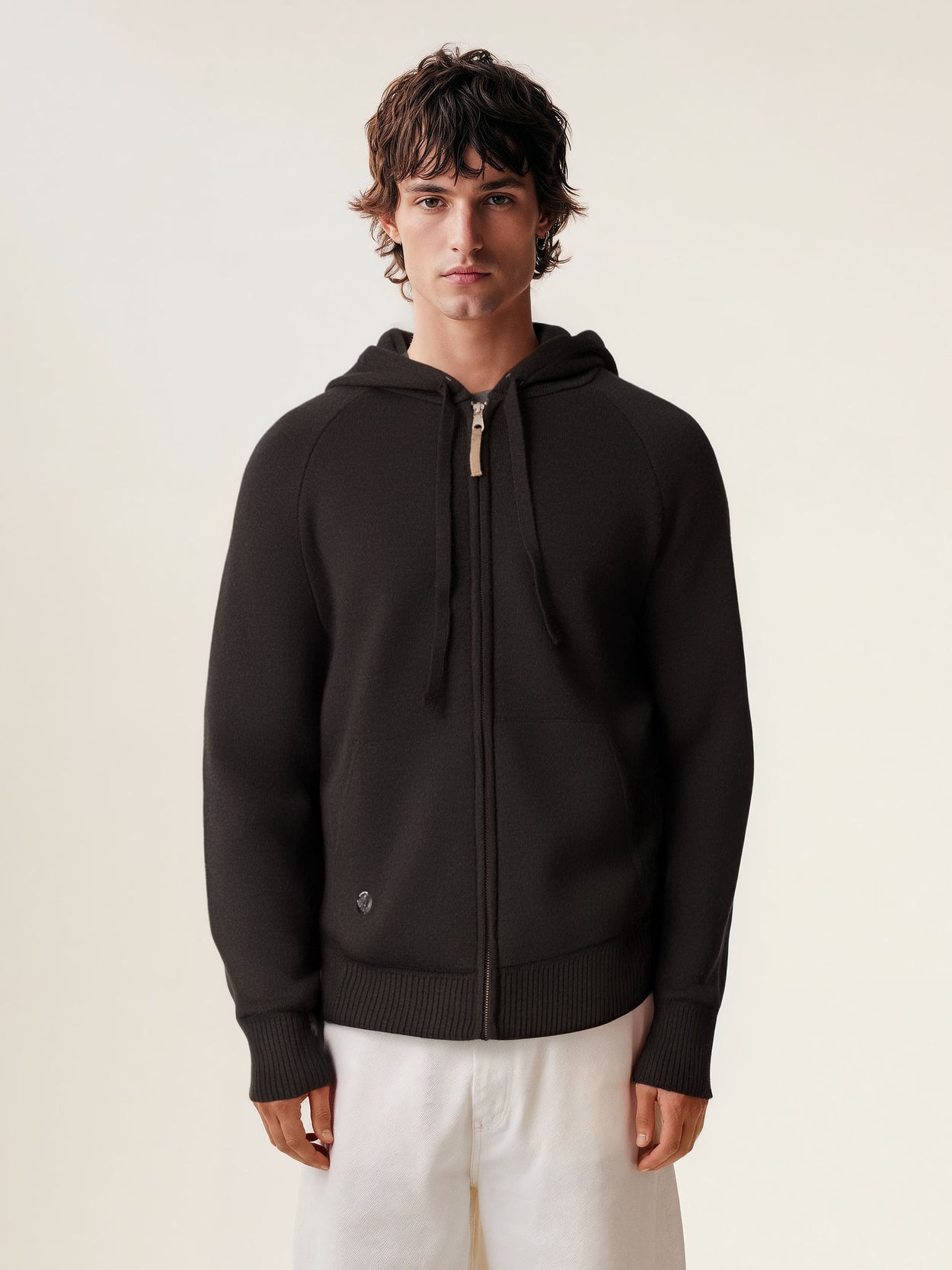 The Knitted Zip Hoodie Anthracite Black Male Image
