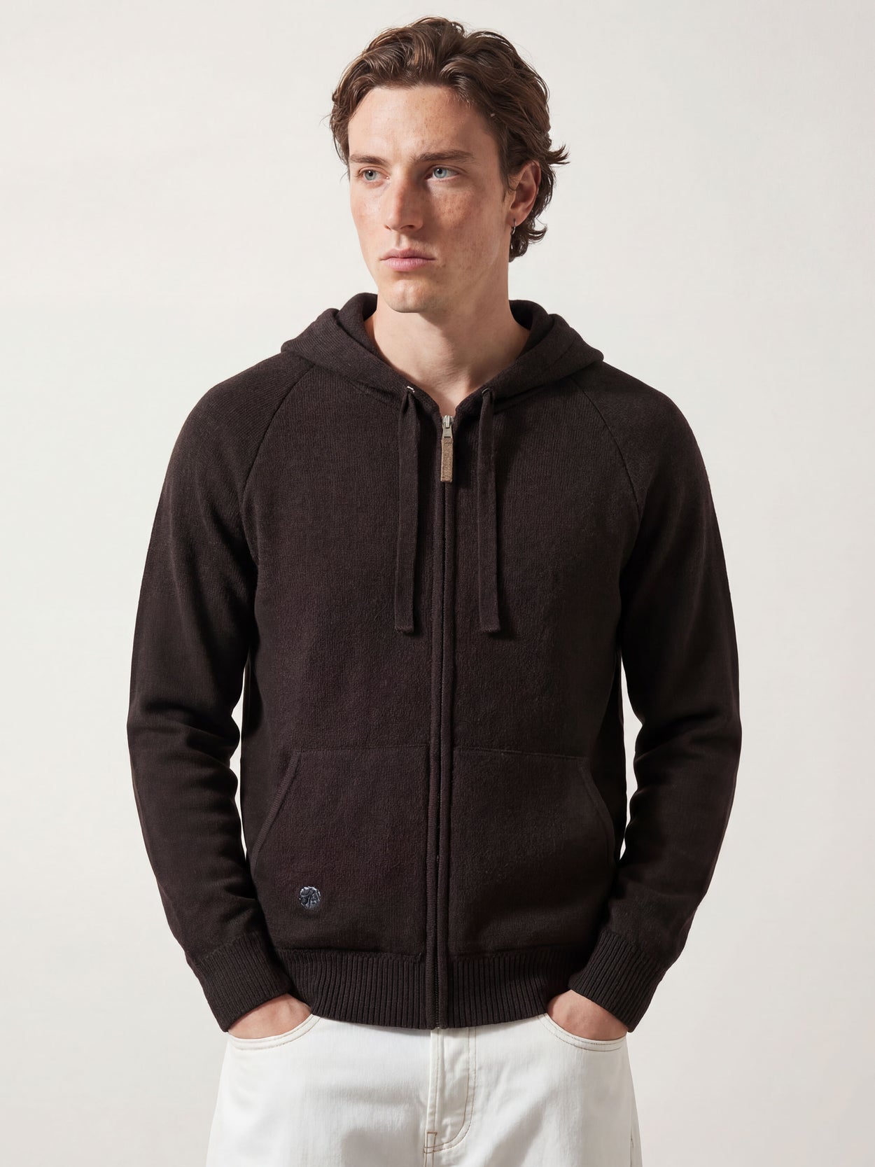 The Knitted Zip Hoodie Anthracite Black Male Image