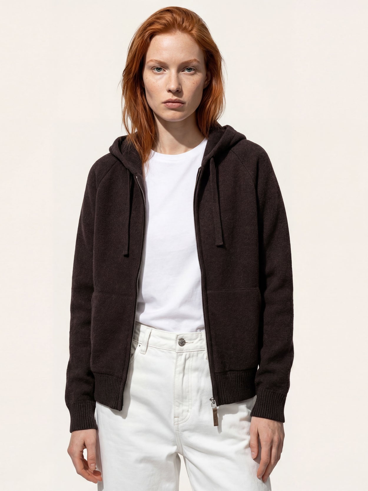 The Knitted Zip Hoodie Anthracite Black Female Image