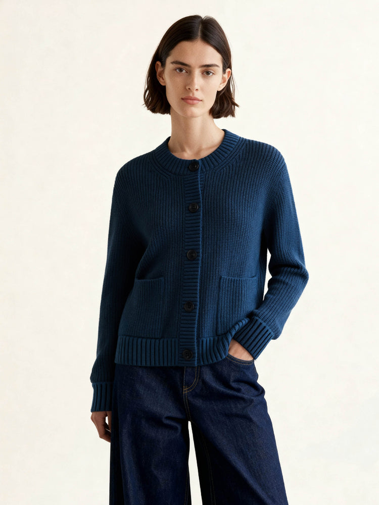 The Soft-Rib Cardigan Tasman Blue Image