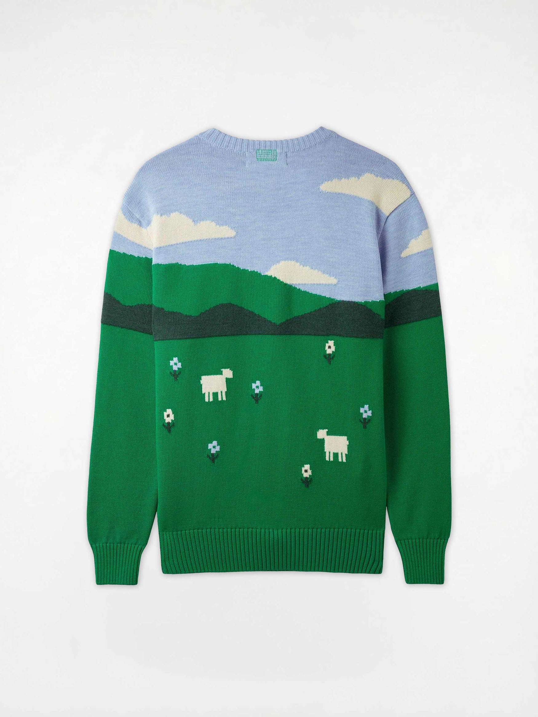 Bottle Green - Merino Wool Jacquard Crewneck | Sheep Inc.