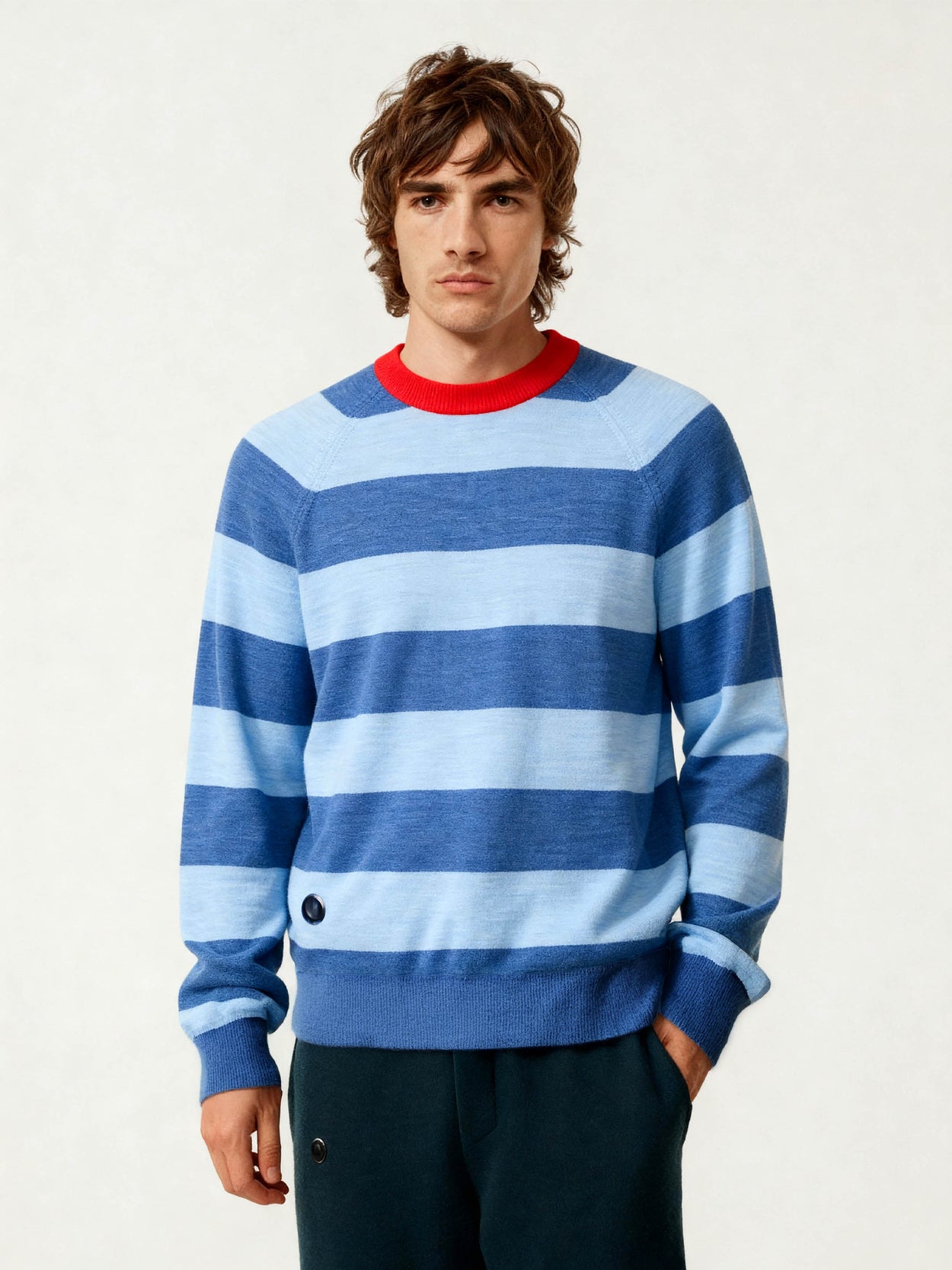 The Stripe Crewneck Light Cloud Blue Male Image