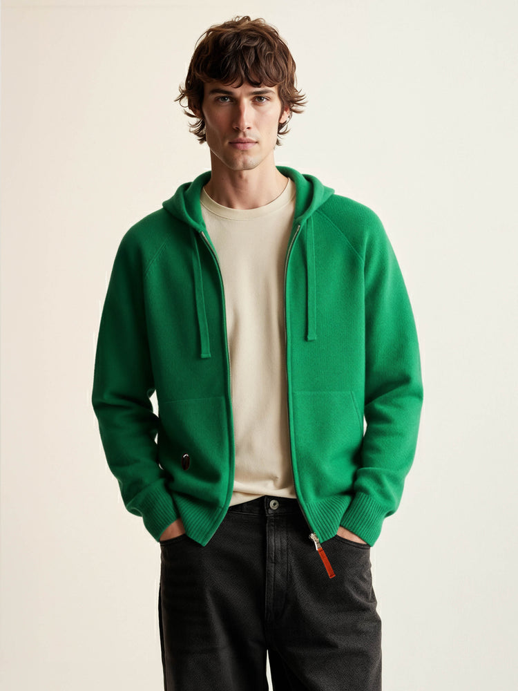 The Knitted Zip Hoodie Bottle Green Image