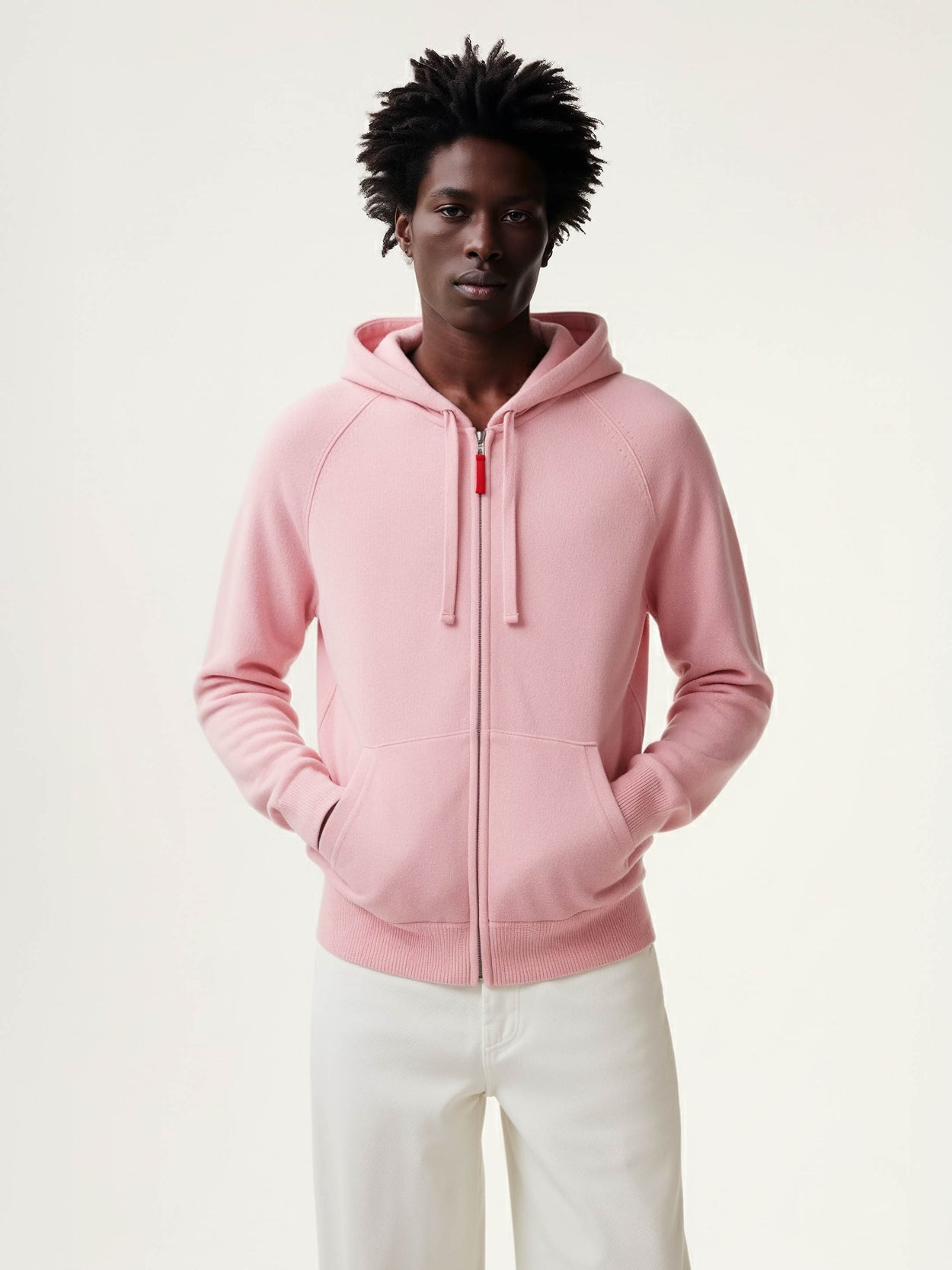 The Knitted Zip Hoodie Candyfloss Pink Male Image