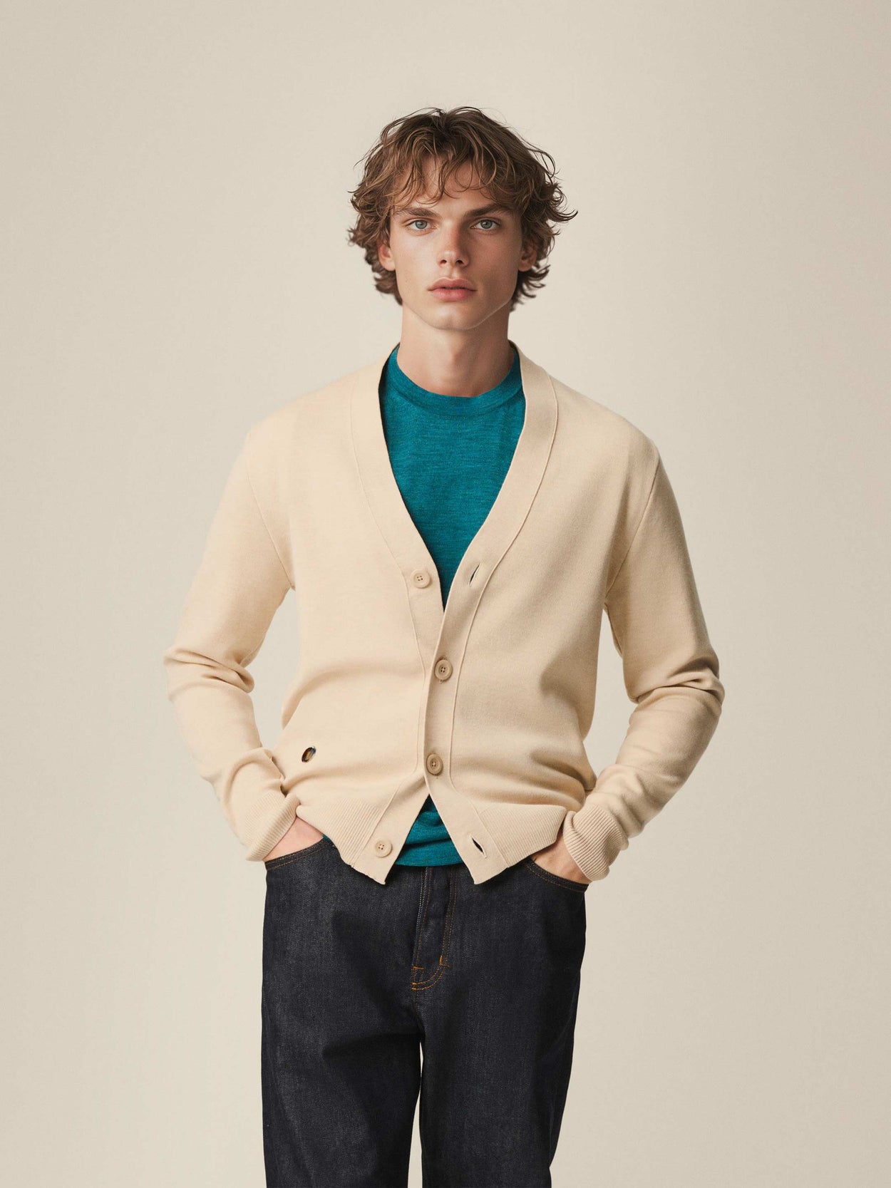 The Cardigan Light Almond White Male Image