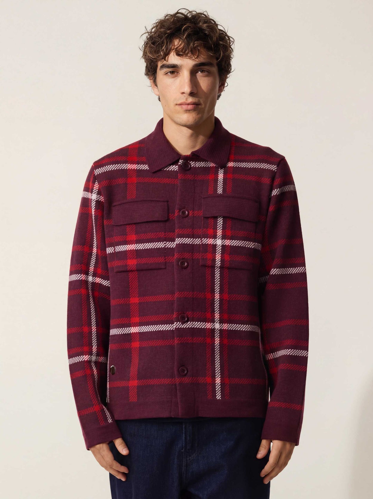 The Plaid Over Shirt Konini Burgundy Male Image