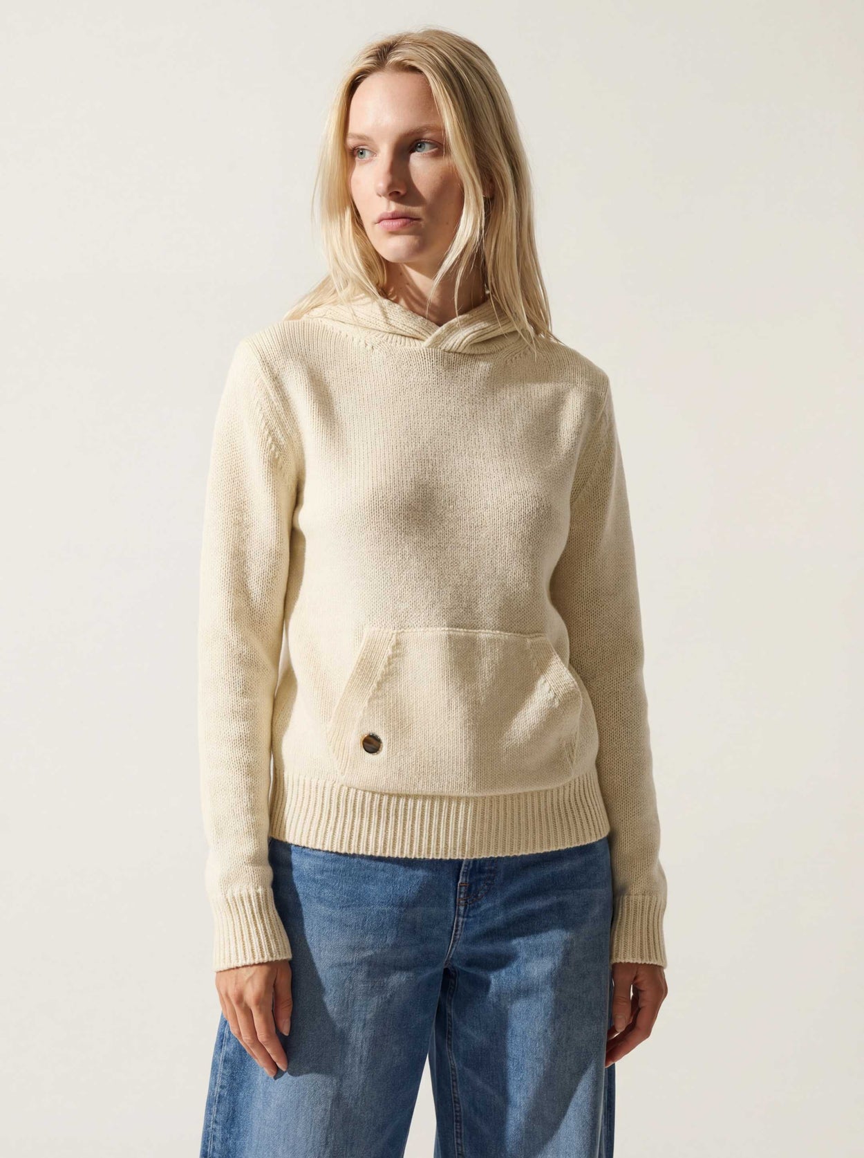 The Chunky Knit Hoodie Raw White Female Image