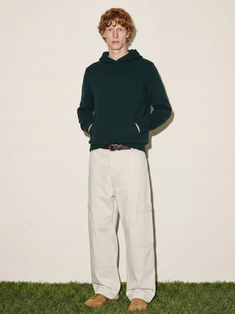 The Chunky Knit Hoodie Forest Green Image