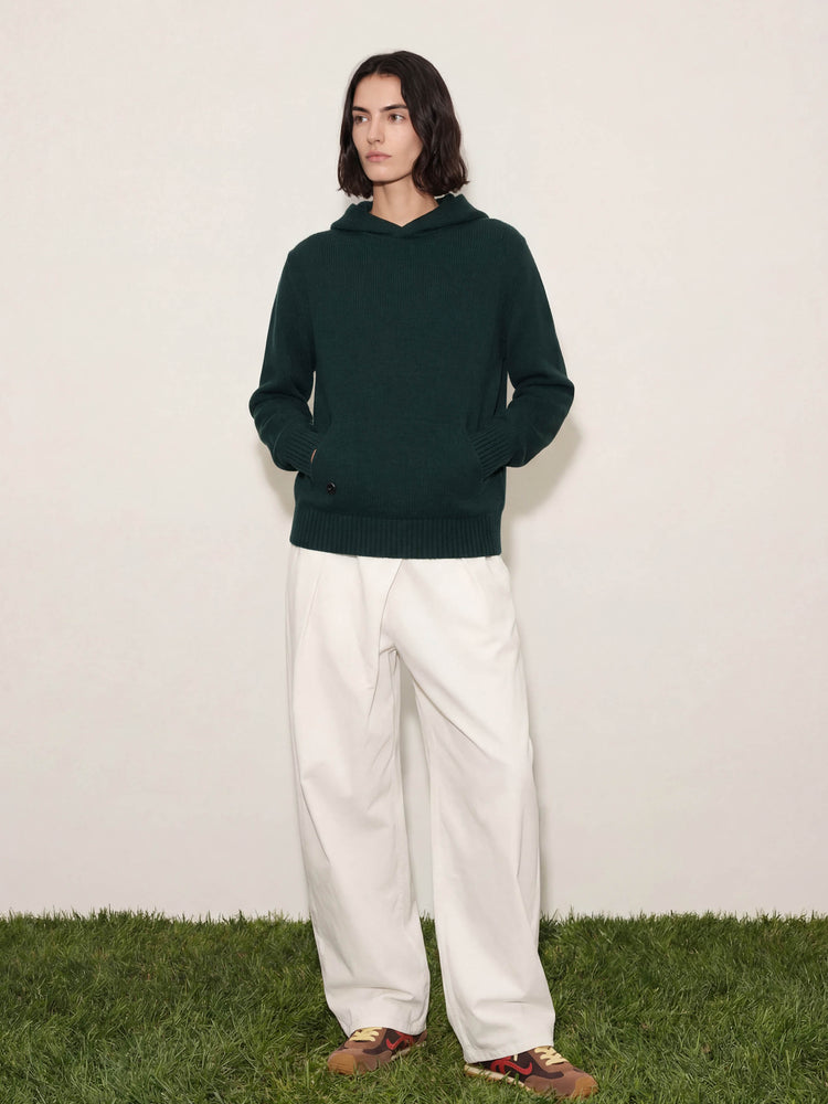 The Chunky Knit Hoodie Forest Green Image