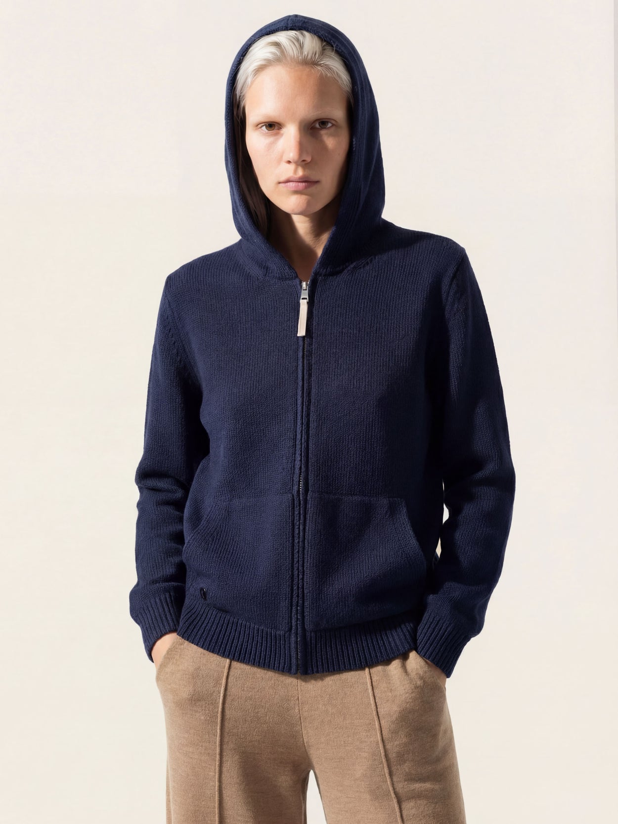 The Chunky Knit Zip Hoodie Atlantic Blue Female Image