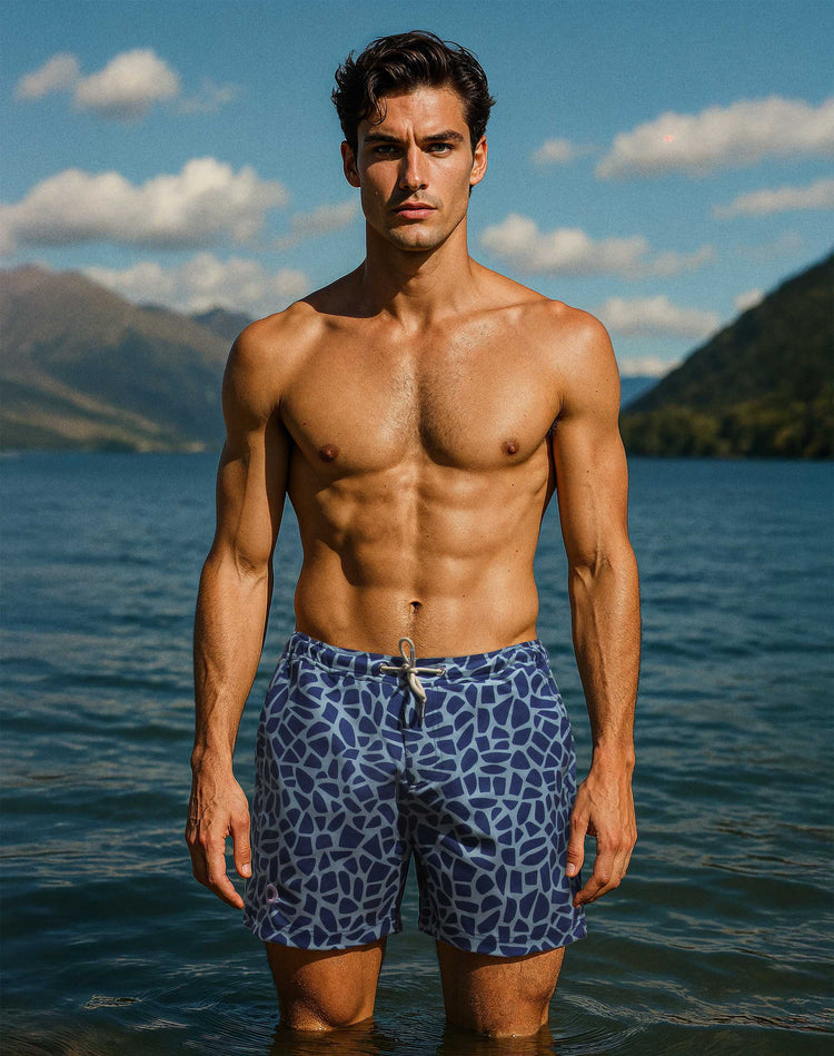 The Merino Swim Shorts Cobalt Mosaic Image