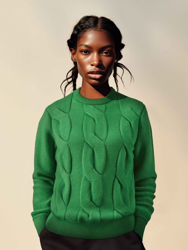 Women's Green Merino Wool Knitwear - Stain Resistant - Sheep Inc
