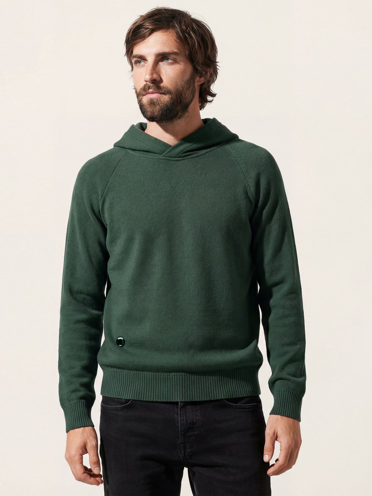 The Knitted Hoodie Emerald Green Male Image