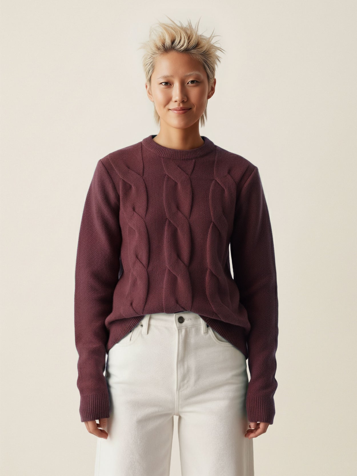 The Cable Knit Konini Burgundy Female Image