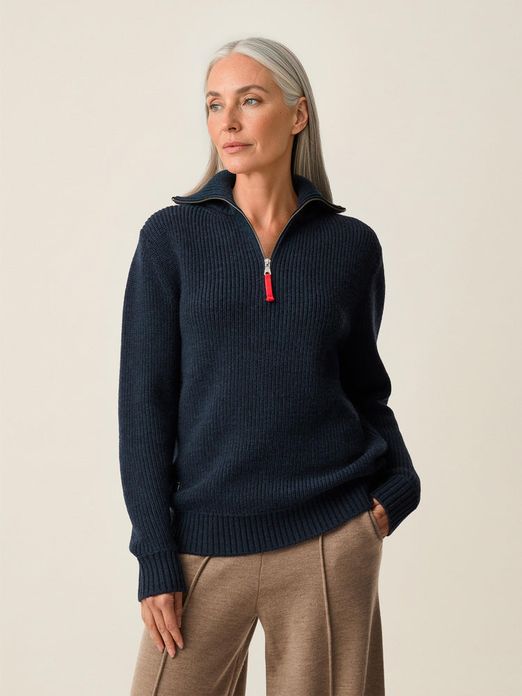 The Ridge Knit Half Zip Pacific Blue Image