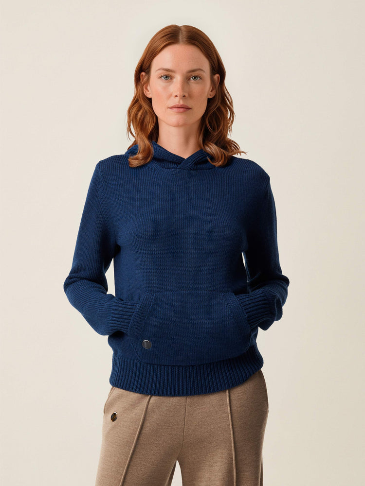 The Chunky Knit Hoodie Atlantic Blue Image