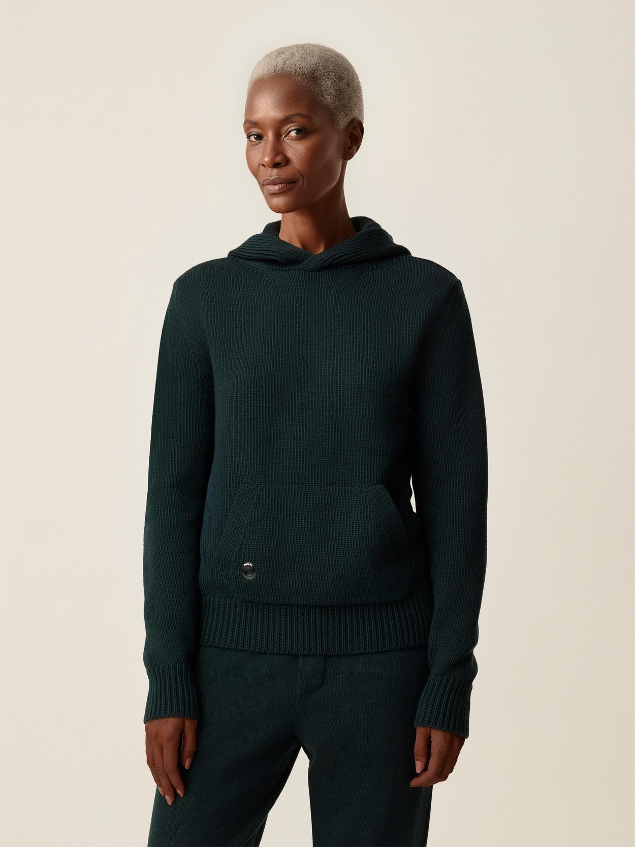 The Chunky Knit Hoodie Forest Green Female Image
