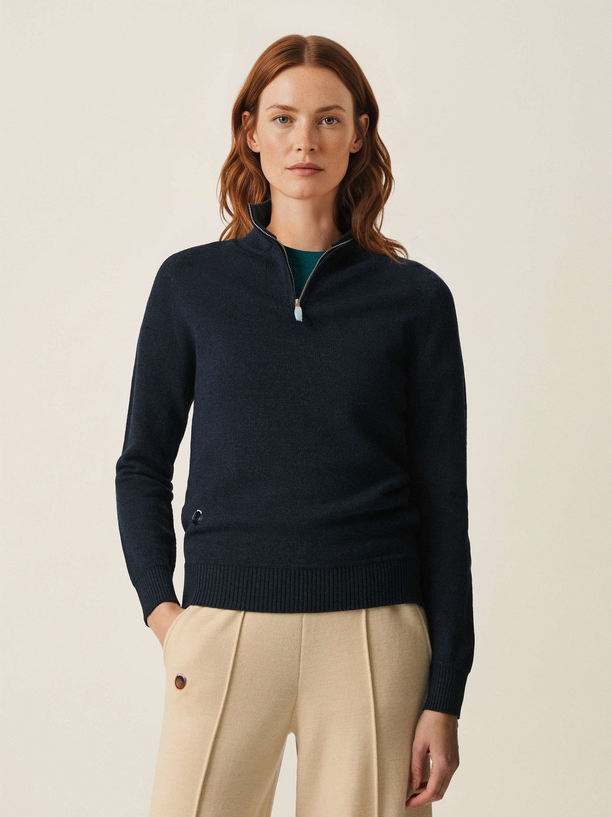 The Half Zip Pacific Blue Female Image