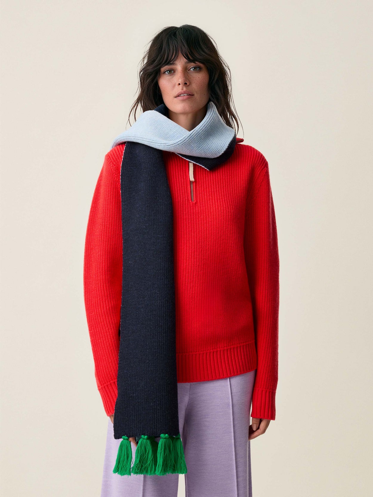 The Tassel Trail Scarf Cloud Blue Female Image