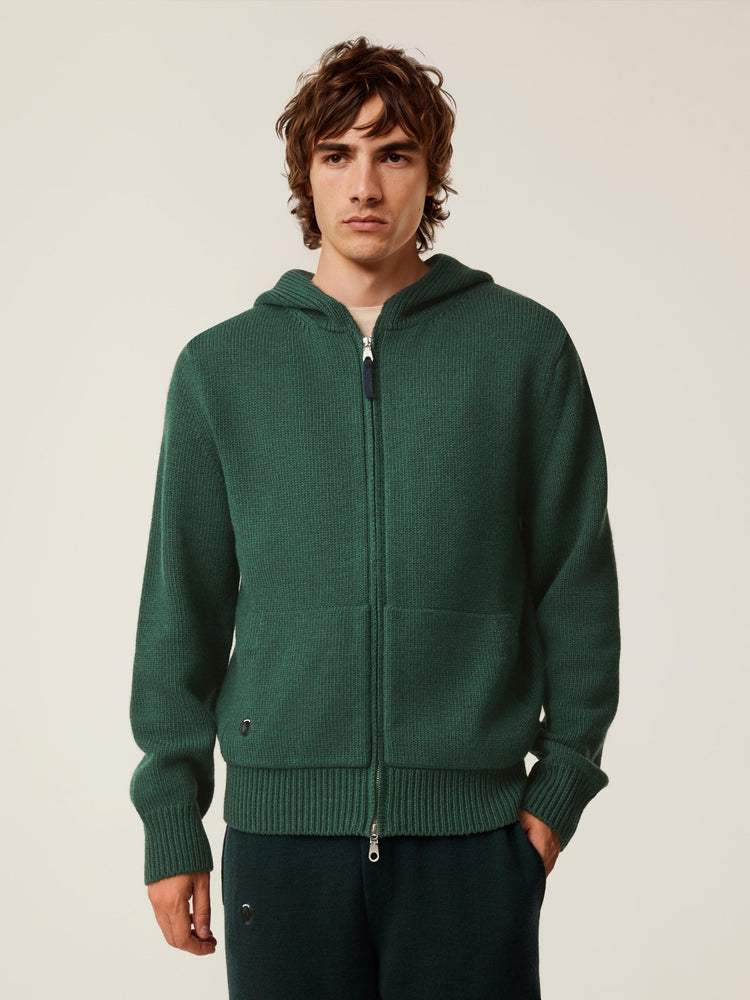 The Chunky Knit Zip Hoodie Emerald Green Image