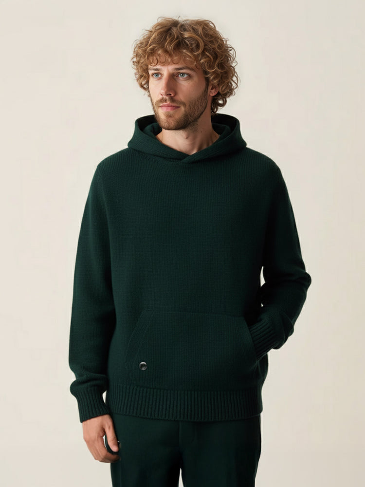 The Chunky Knit Hoodie Forest Green Image