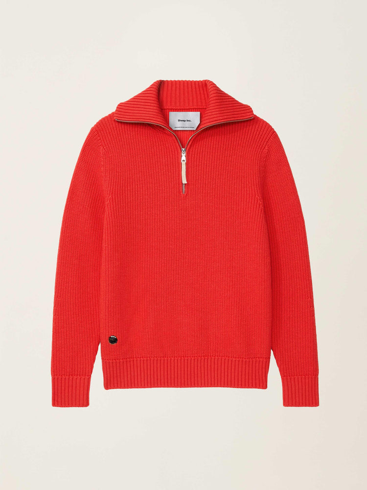The Ridge Knit Half Zip Poppy Red Image