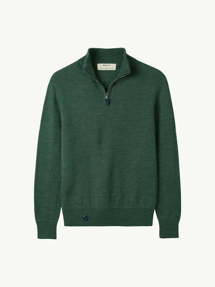 Polo Men's Merino Wool Archive Quarter Zip Knit Olive Green