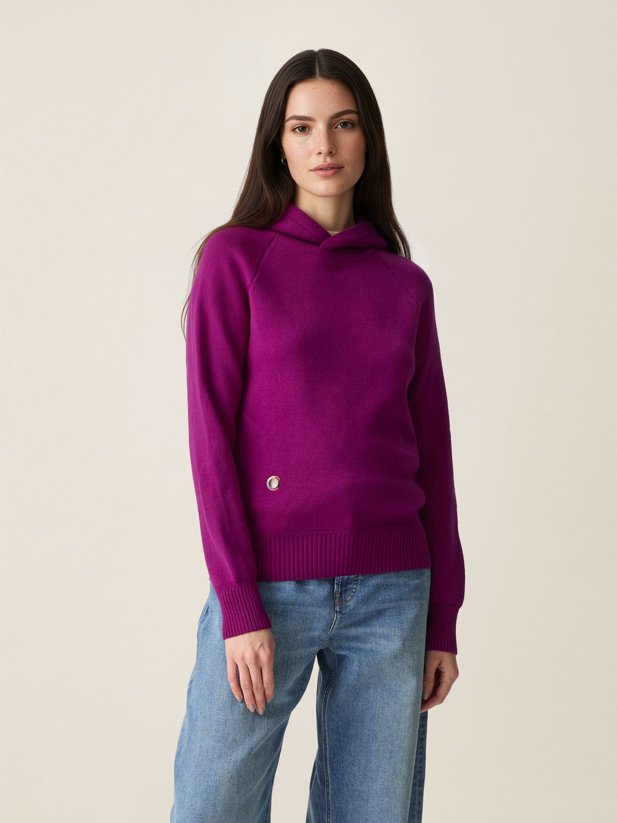 The Knitted Hoodie Royal Purple Female Image