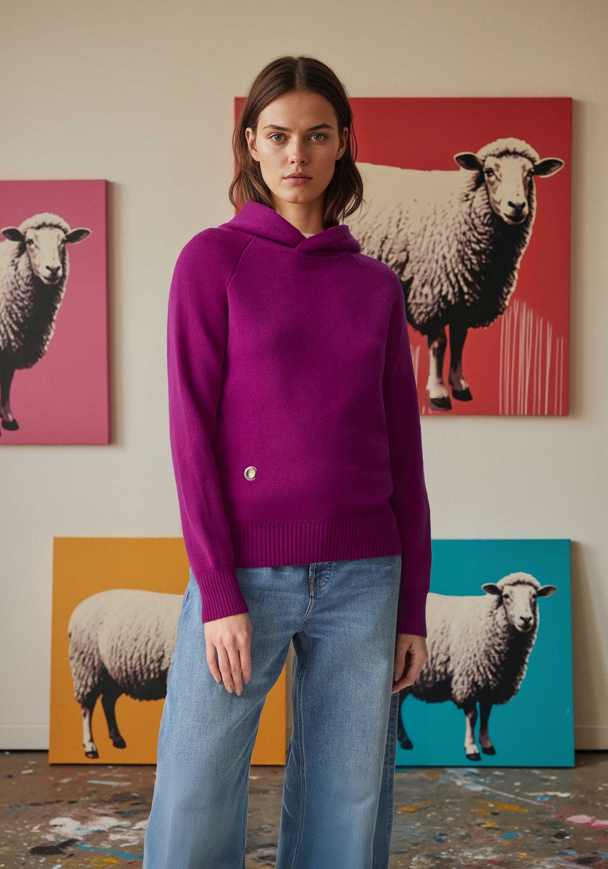 The Knitted Hoodie Royal Purple Female Image