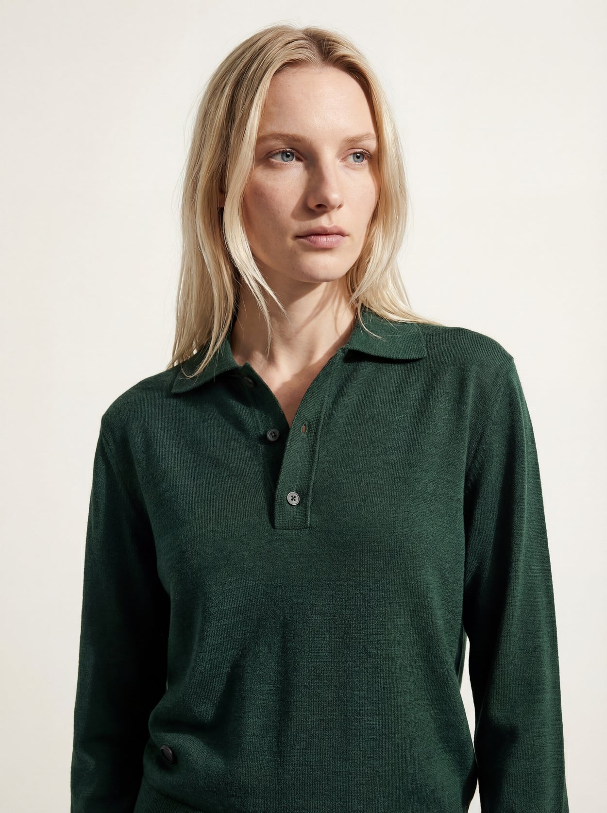 The Everyday Long Sleeve Polo Shirt Emerald Green Female Image