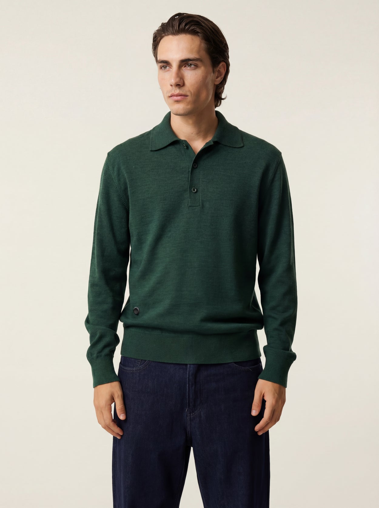 The Everyday Long Sleeve Polo Shirt Emerald Green Male Image