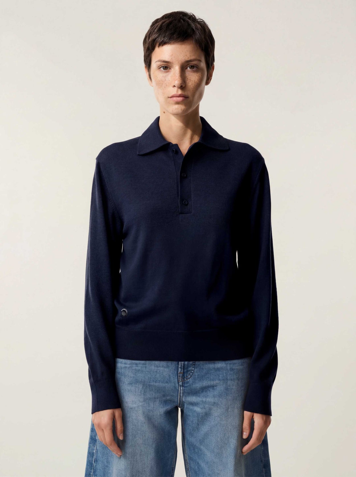 The Everyday Long Sleeve Polo Shirt Pacific Blue Female Image