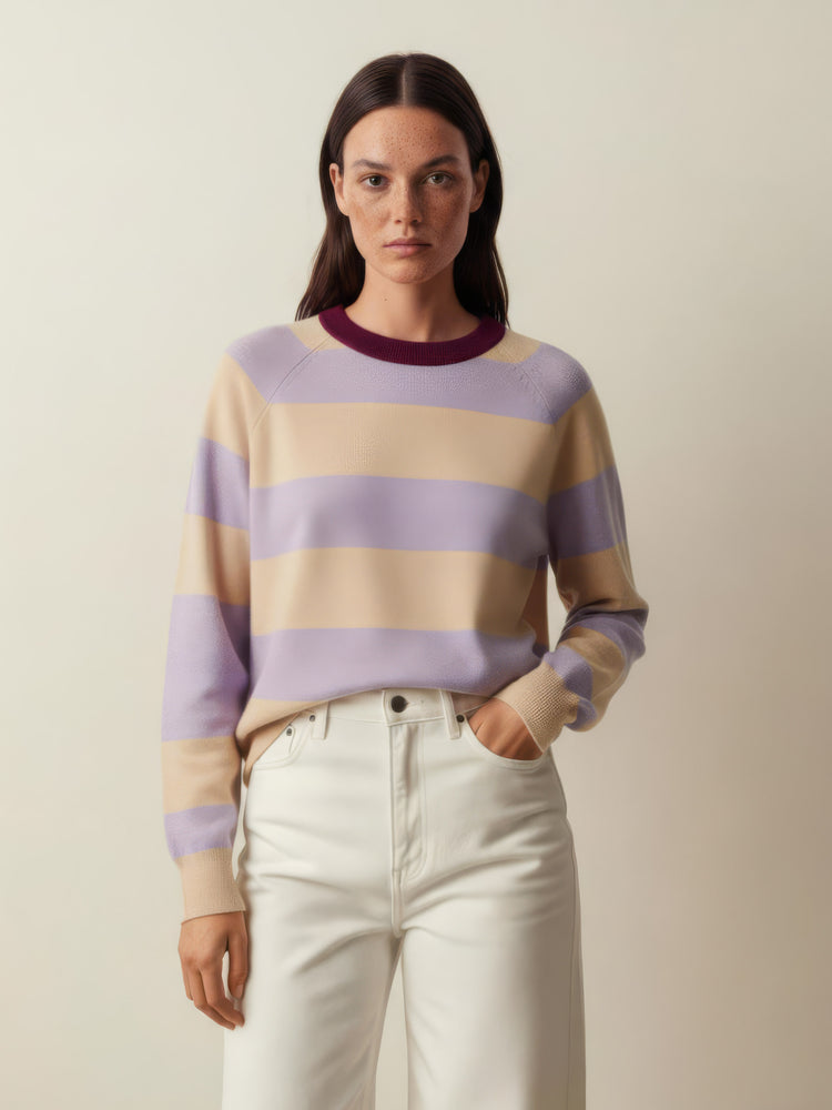 The Stripe Crewneck Light Lupin Lilac Image