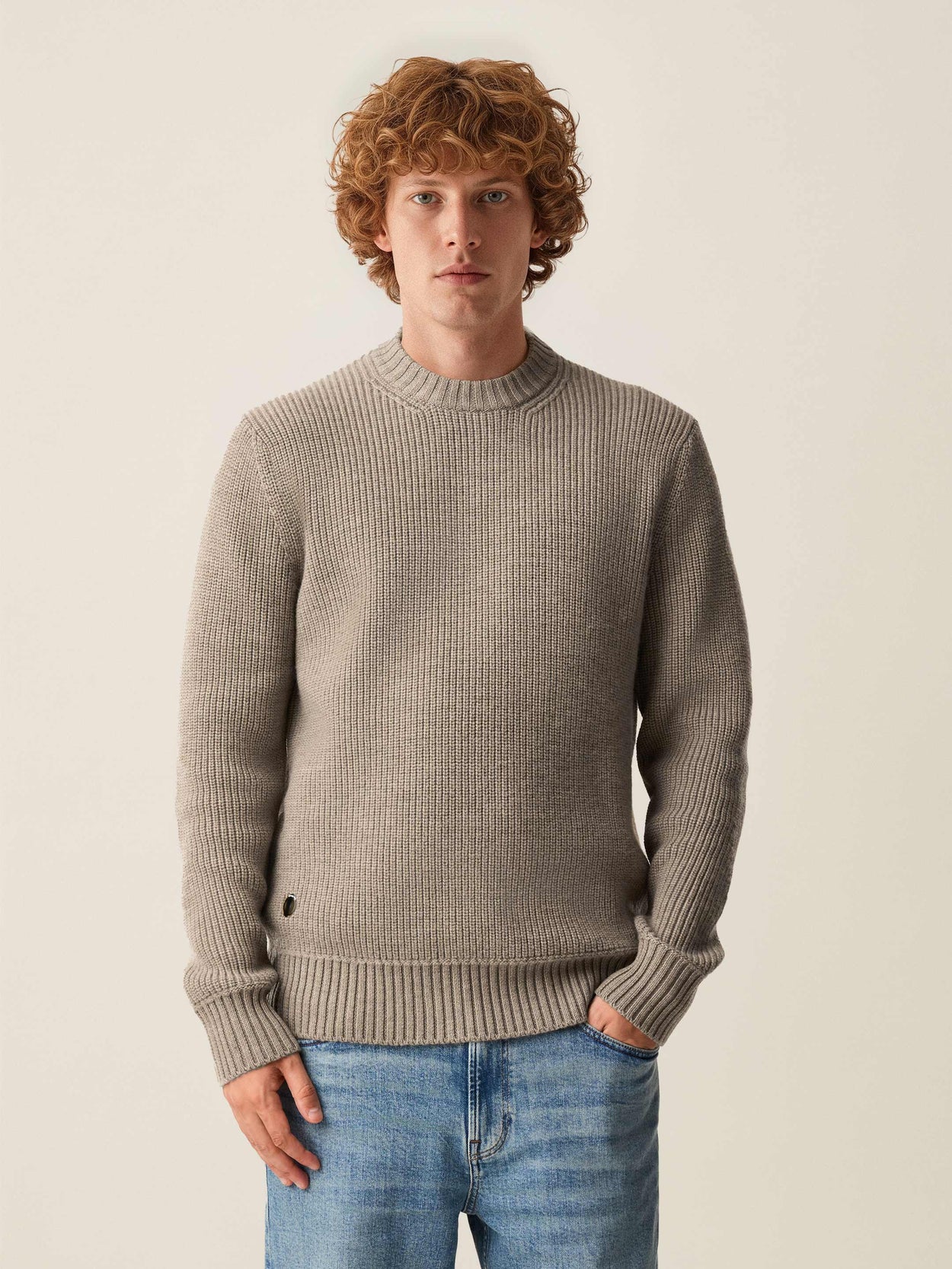 The Shepherd's Knit Crewneck Fawn Brown Male Image