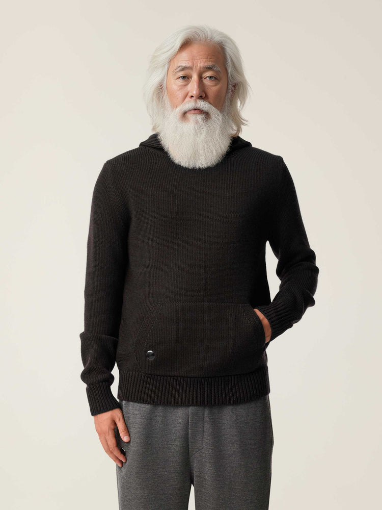 The Chunky Knit Hoodie Anthracite Black Image