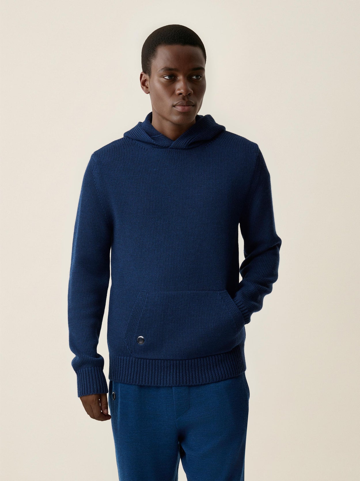 The Chunky Knit Hoodie Atlantic Blue Male Image