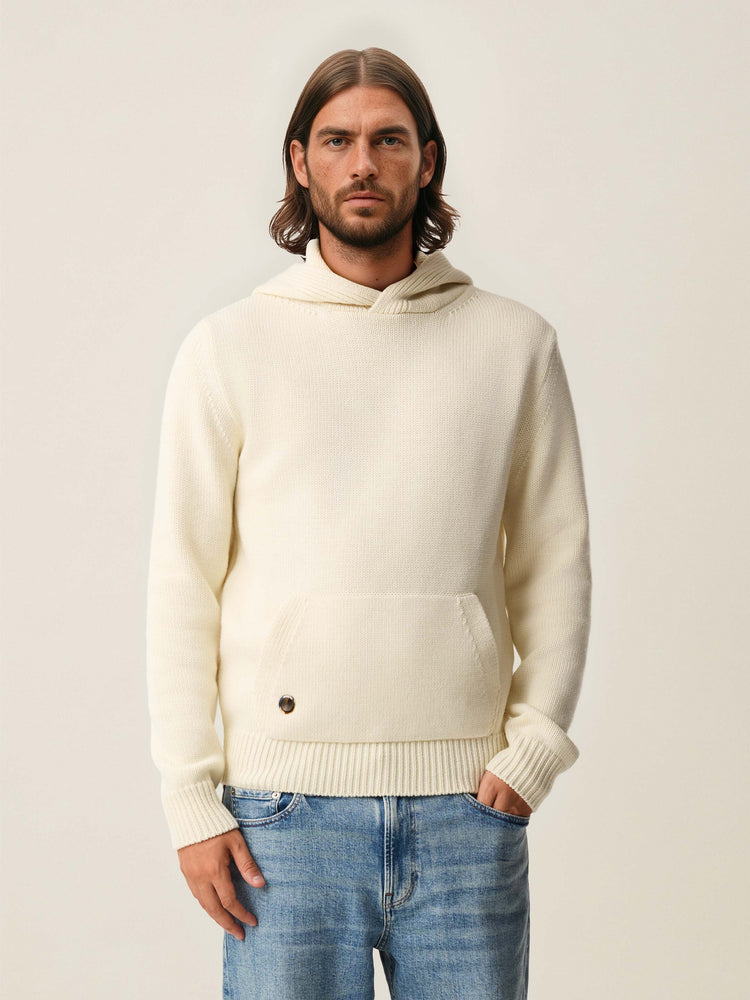 The Chunky Knit Hoodie Raw White Image