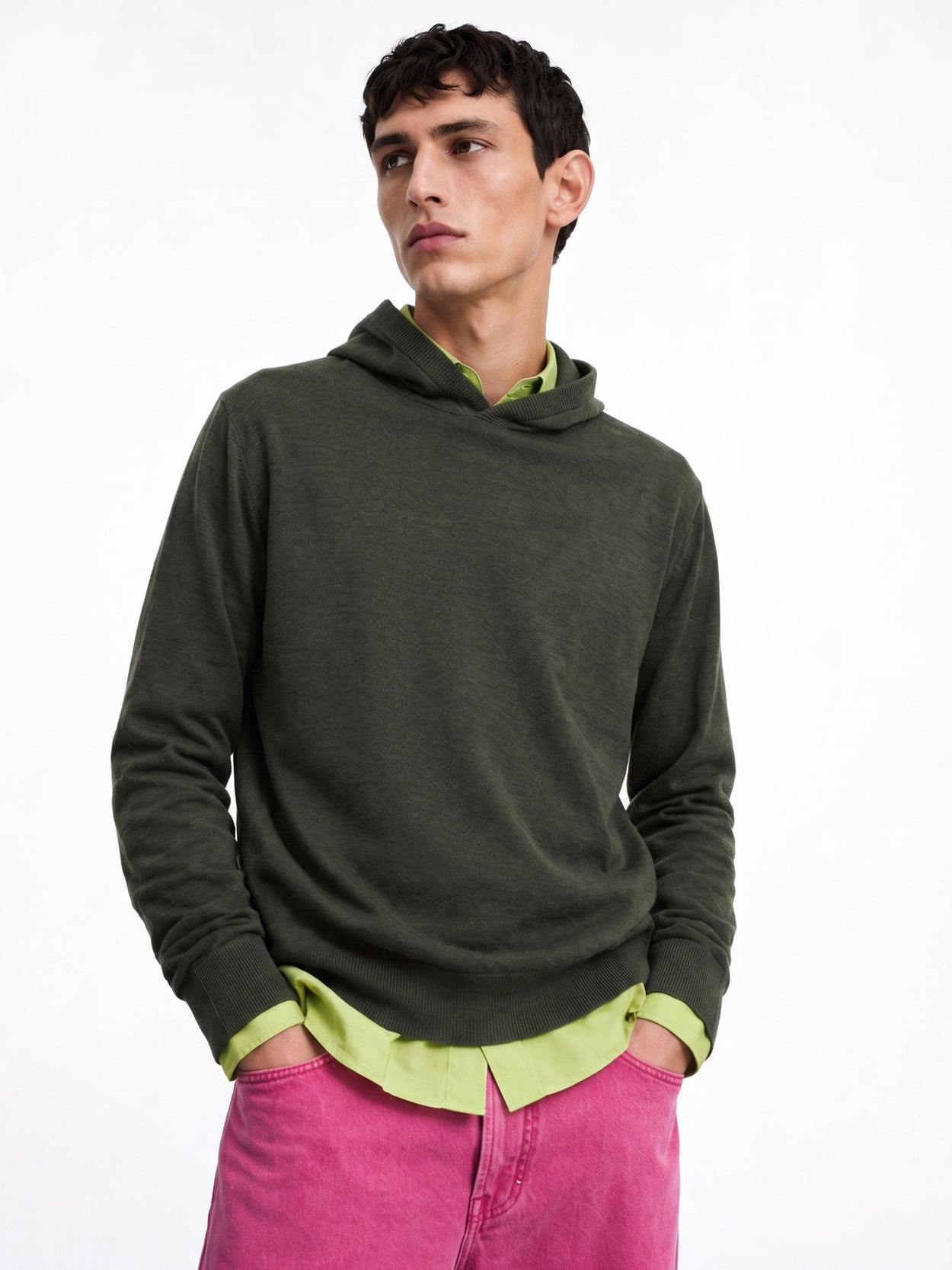 The Fine Knit Hoodie Moss Green Male Image