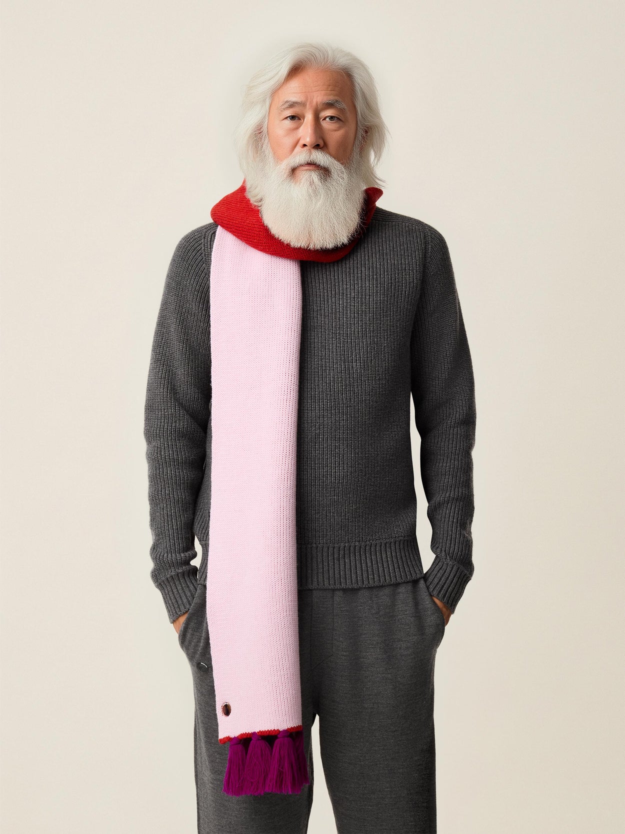 The Tassel Trail Scarf Candyfloss Pink Male Image