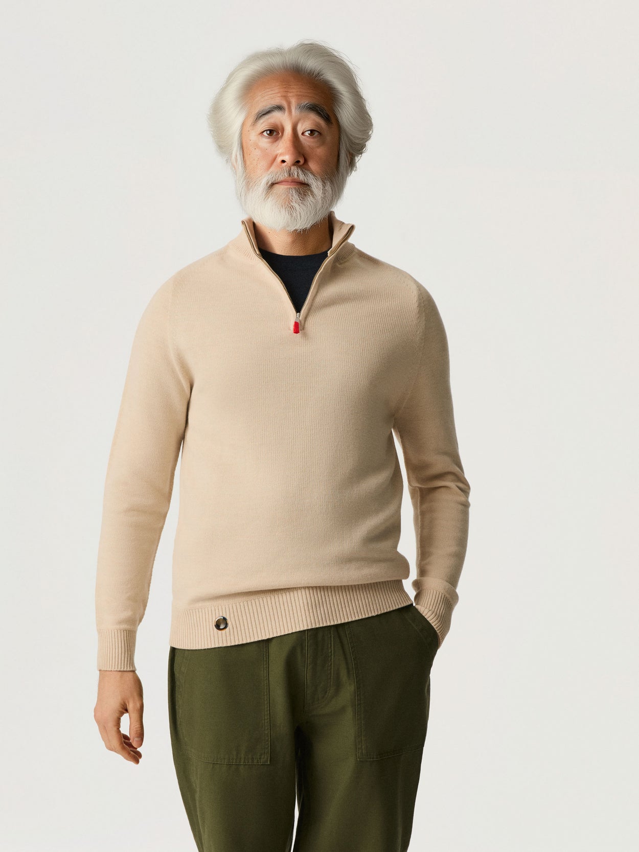 The Half Zip Almond White Male Image